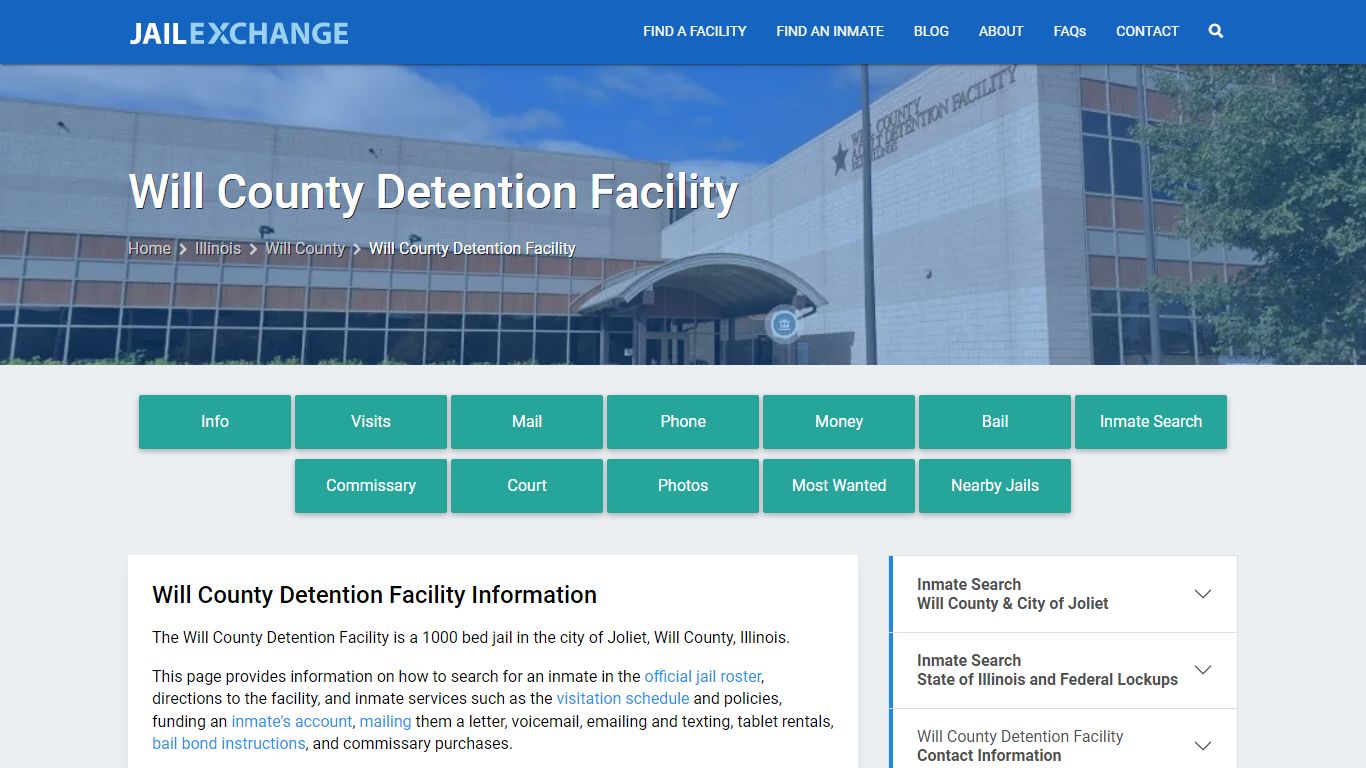 Will County Detention Facility, IL Inmate Search, Information